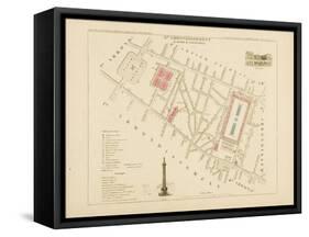 Plan de Paris par arrondissements en 1834 : IIème arrondissement Quartier du Palais-Royal-Aristide-Michel Perrot-Framed Stretched Canvas