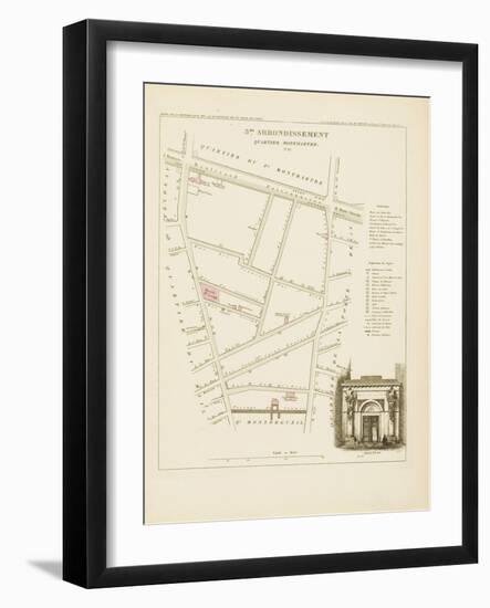 Plan de Paris par arrondissements en 1834 : IIème arrondissement Quartier Montmartre-Aristide-Michel Perrot-Framed Giclee Print