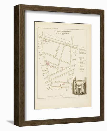 Plan de Paris par arrondissements en 1834 : IIème arrondissement Quartier Montmartre-Aristide-Michel Perrot-Framed Giclee Print