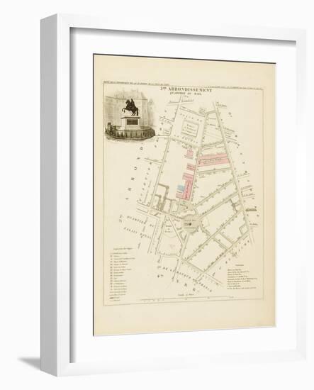 Plan de Paris par arrondissements en 1834 : IIIème arrondissement Quartier du Mail-Aristide-Michel Perrot-Framed Giclee Print