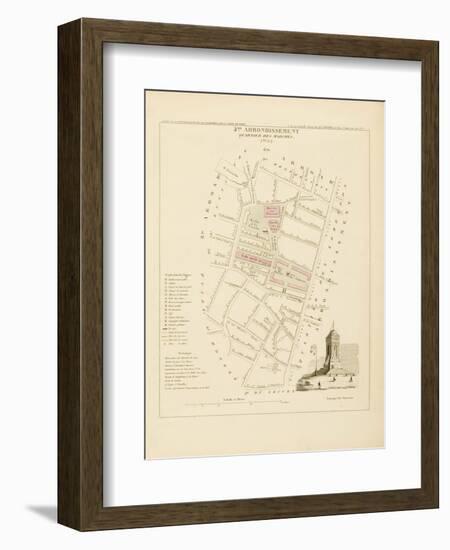 Plan de Paris par arrondissements en 1834 : IVème arrondissement Quartier des marchés-Aristide-Michel Perrot-Framed Giclee Print