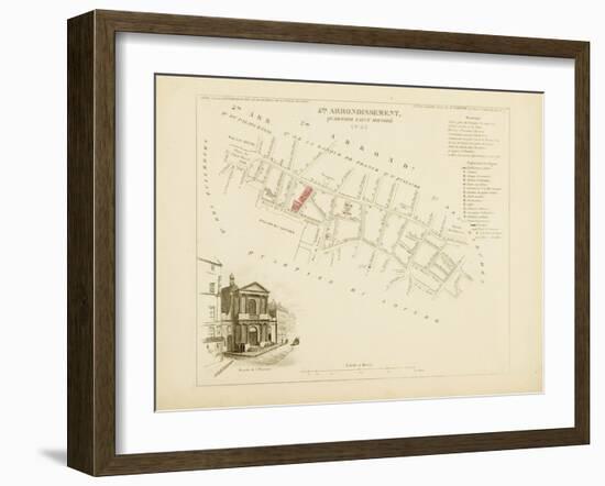 Plan de Paris par arrondissements en 1834 : IVème arrondissement Quartier Saint-Honoré-Aristide-Michel Perrot-Framed Giclee Print