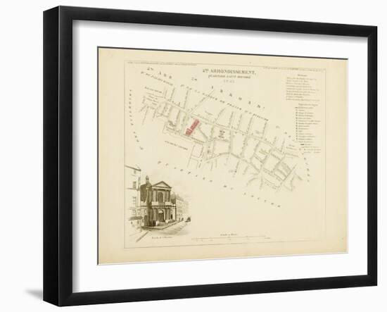 Plan de Paris par arrondissements en 1834 : IVème arrondissement Quartier Saint-Honoré-Aristide-Michel Perrot-Framed Giclee Print