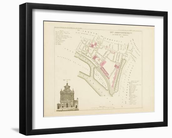 Plan de Paris par arrondissements en 1834 : IXème arrondissement Quartier de l'Arsenal-Aristide-Michel Perrot-Framed Giclee Print