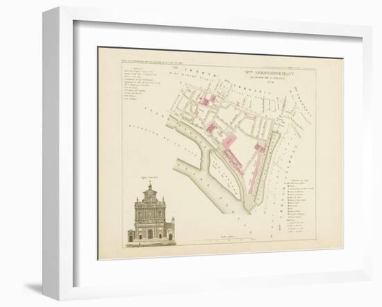Plan de Paris par arrondissements en 1834 : IXème arrondissement Quartier de l'Arsenal-Aristide-Michel Perrot-Framed Giclee Print