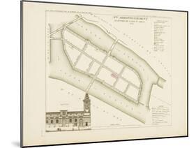 Plan de Paris par arrondissements en 1834 : IXème arrondissement Quartier de l'île Saint-Louis-Aristide-Michel Perrot-Mounted Giclee Print