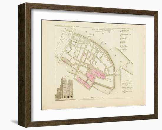 Plan de Paris par arrondissements en 1834 : IXème arrondissement Quartier de la Cité-Aristide-Michel Perrot-Framed Giclee Print