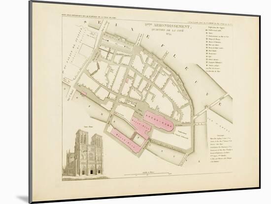 Plan de Paris par arrondissements en 1834 : IXème arrondissement Quartier de la Cité-Aristide-Michel Perrot-Mounted Giclee Print