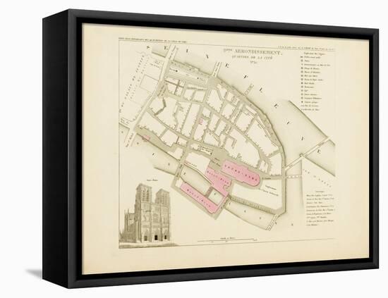 Plan de Paris par arrondissements en 1834 : IXème arrondissement Quartier de la Cité-Aristide-Michel Perrot-Framed Stretched Canvas