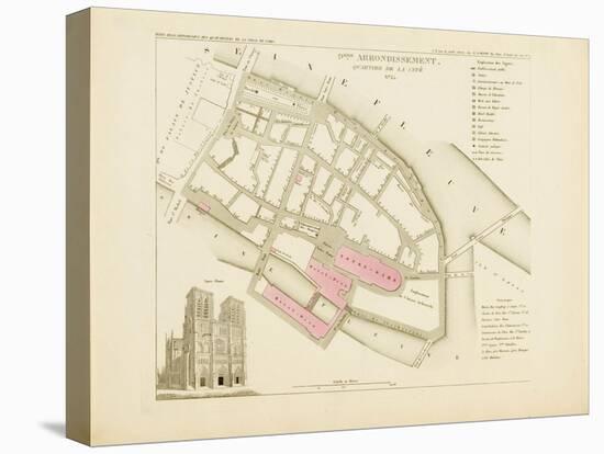 Plan de Paris par arrondissements en 1834 : IXème arrondissement Quartier de la Cité-Aristide-Michel Perrot-Stretched Canvas