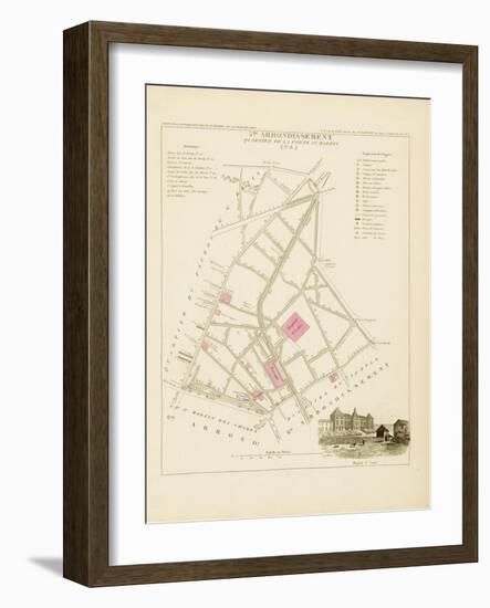 Plan de Paris par arrondissements en 1834 : Vème arrondissement Quartier de la Porte Saint-Martin-Aristide-Michel Perrot-Framed Giclee Print