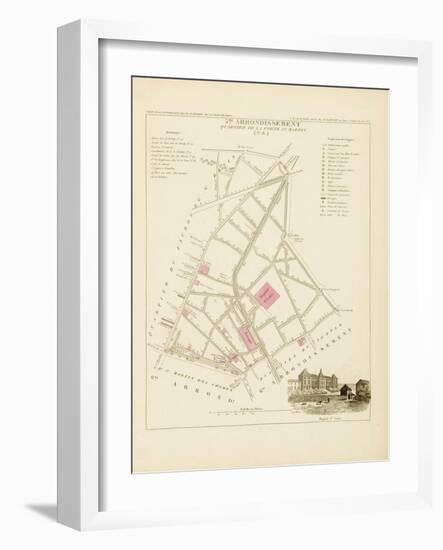 Plan de Paris par arrondissements en 1834 : Vème arrondissement Quartier de la Porte Saint-Martin-Aristide-Michel Perrot-Framed Giclee Print