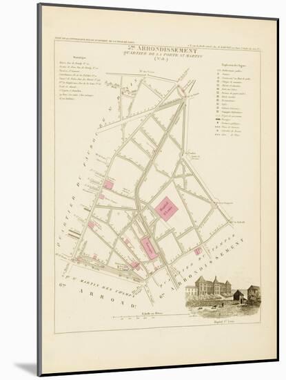 Plan de Paris par arrondissements en 1834 : Vème arrondissement Quartier de la Porte Saint-Martin-Aristide-Michel Perrot-Mounted Giclee Print