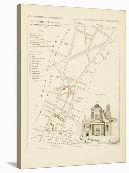 Plan de Paris par arrondissements en 1834 : Vème arrondissement Quartier du Faubourg Saint-Denis-Aristide-Michel Perrot-Stretched Canvas