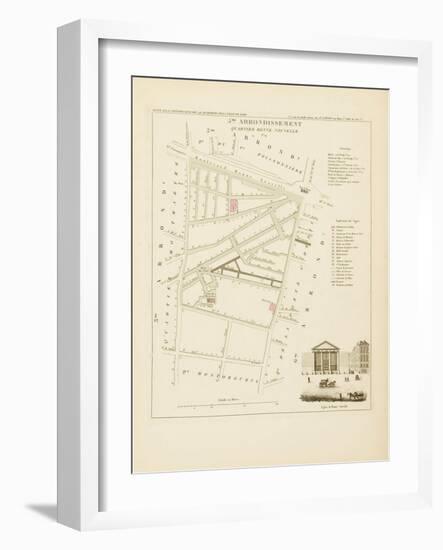 Plan de Paris par arrondissements en 1834 : Vème arrondissment Quartier de Bonne Nouvelle-Aristide-Michel Perrot-Framed Giclee Print