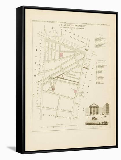 Plan de Paris par arrondissements en 1834 : Vème arrondissment Quartier de Bonne Nouvelle-Aristide-Michel Perrot-Framed Stretched Canvas