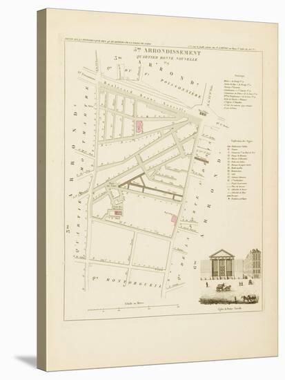 Plan de Paris par arrondissements en 1834 : Vème arrondissment Quartier de Bonne Nouvelle-Aristide-Michel Perrot-Stretched Canvas