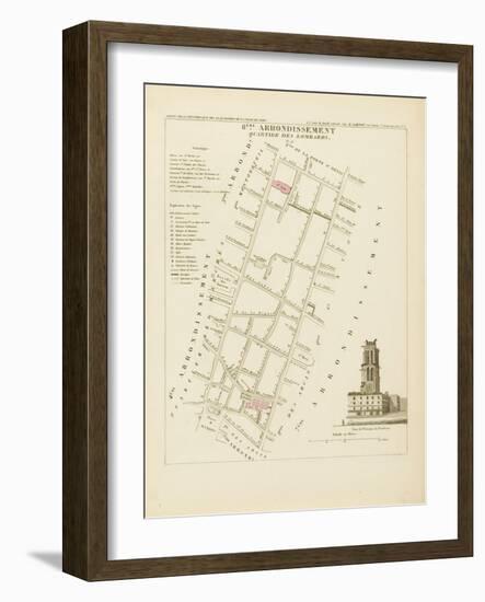 Plan de Paris par arrondissements en 1834 : VI ème arrondissement Quartier des Lombards-Aristide-Michel Perrot-Framed Giclee Print