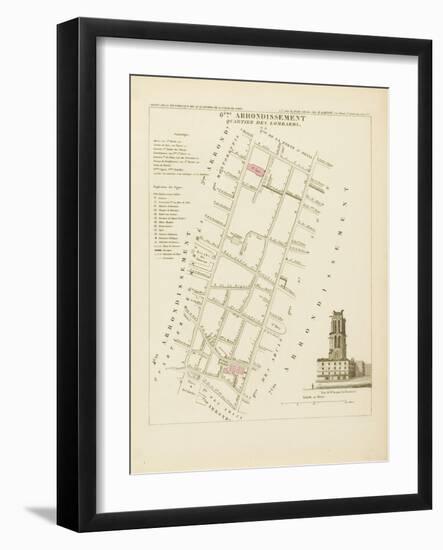 Plan de Paris par arrondissements en 1834 : VI ème arrondissement Quartier des Lombards-Aristide-Michel Perrot-Framed Giclee Print