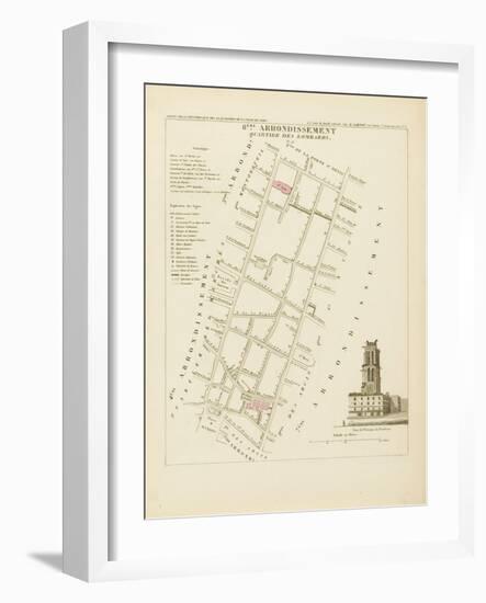 Plan de Paris par arrondissements en 1834 : VI ème arrondissement Quartier des Lombards-Aristide-Michel Perrot-Framed Giclee Print