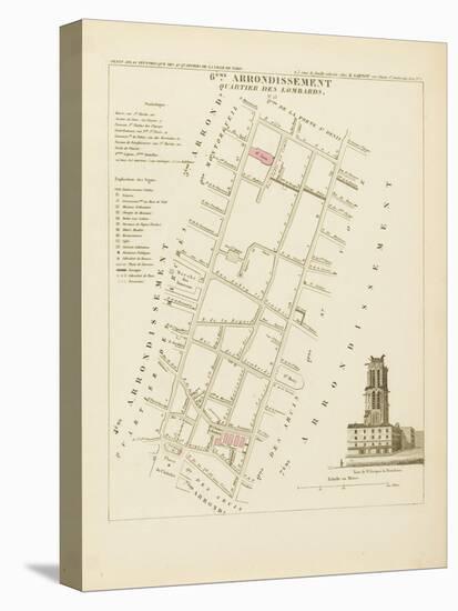 Plan de Paris par arrondissements en 1834 : VI ème arrondissement Quartier des Lombards-Aristide-Michel Perrot-Stretched Canvas