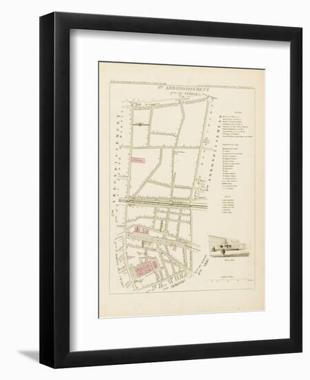 Plan de Paris par arrondissements en 1834 : VIème arrondissement Quartier du Temple-Aristide-Michel Perrot-Framed Giclee Print