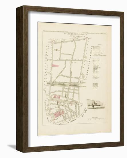 Plan de Paris par arrondissements en 1834 : VIème arrondissement Quartier du Temple-Aristide-Michel Perrot-Framed Giclee Print