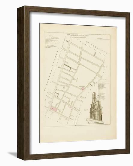 Plan de Paris par arrondissements en 1834 : VIIème arrondissement Quartier Sainte-Avoye-Aristide-Michel Perrot-Framed Giclee Print