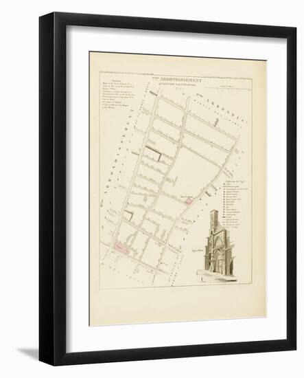 Plan de Paris par arrondissements en 1834 : VIIème arrondissement Quartier Sainte-Avoye-Aristide-Michel Perrot-Framed Giclee Print