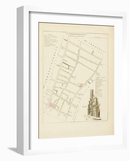 Plan de Paris par arrondissements en 1834 : VIIème arrondissement Quartier Sainte-Avoye-Aristide-Michel Perrot-Framed Giclee Print