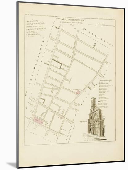 Plan de Paris par arrondissements en 1834 : VIIème arrondissement Quartier Sainte-Avoye-Aristide-Michel Perrot-Mounted Giclee Print