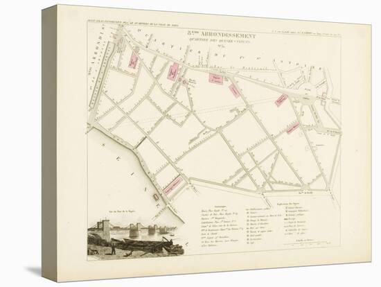 Plan de Paris par arrondissements en 1834 : VIIIème arrondissment Quartier des Quinze-Vingts-Aristide-Michel Perrot-Stretched Canvas
