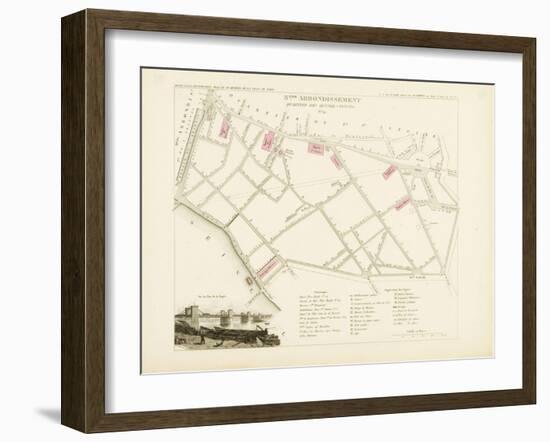 Plan de Paris par arrondissements en 1834 : VIIIème arrondissment Quartier des Quinze-Vingts-Aristide-Michel Perrot-Framed Giclee Print