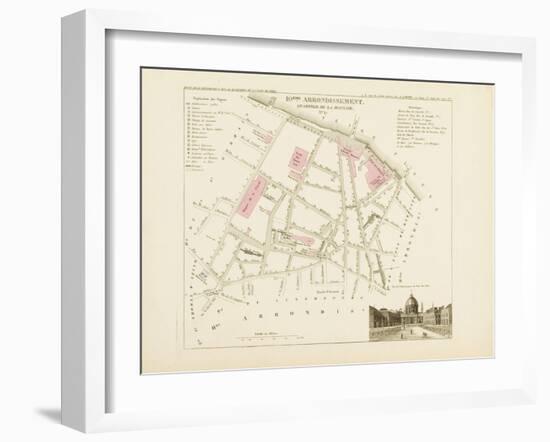 Plan de Paris par arrondissements en 1834 : Xème arrondissement Quartier de la monnaie-Aristide-Michel Perrot-Framed Giclee Print