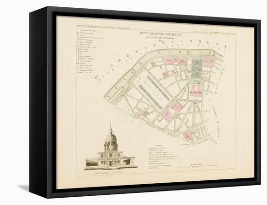 Plan de Paris par arrondissements en 1834 : Xème arrondissement Quartier des Invalides-Aristide-Michel Perrot-Framed Stretched Canvas