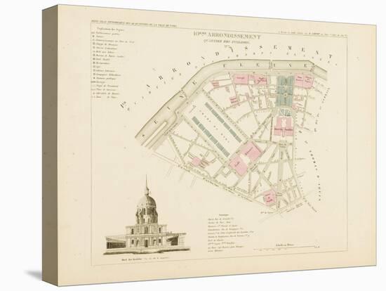 Plan de Paris par arrondissements en 1834 : Xème arrondissement Quartier des Invalides-Aristide-Michel Perrot-Stretched Canvas