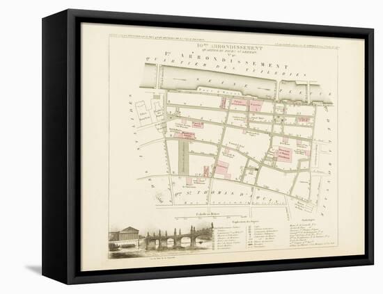 Plan de Paris par arrondissements en 1834 : Xème arrondissement Quartier du Faubourg Saint-Germain-Aristide-Michel Perrot-Framed Stretched Canvas