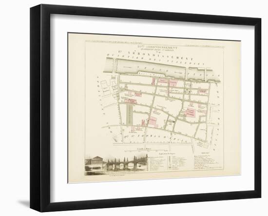 Plan de Paris par arrondissements en 1834 : Xème arrondissement Quartier du Faubourg Saint-Germain-Aristide-Michel Perrot-Framed Giclee Print