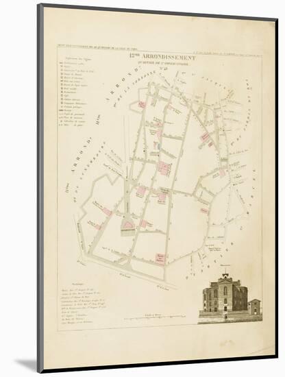 Plan de Paris par arrondissements en 1834 : XIIème arrondissement Quartier de l'Observatoire-Aristide-Michel Perrot-Mounted Giclee Print