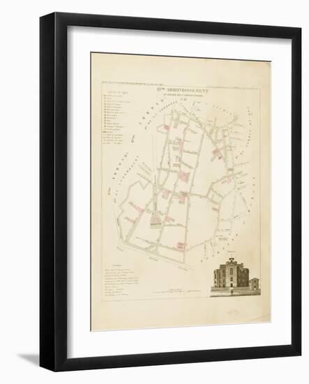 Plan de Paris par arrondissements en 1834 : XIIème arrondissement Quartier de l'Observatoire-Aristide-Michel Perrot-Framed Giclee Print