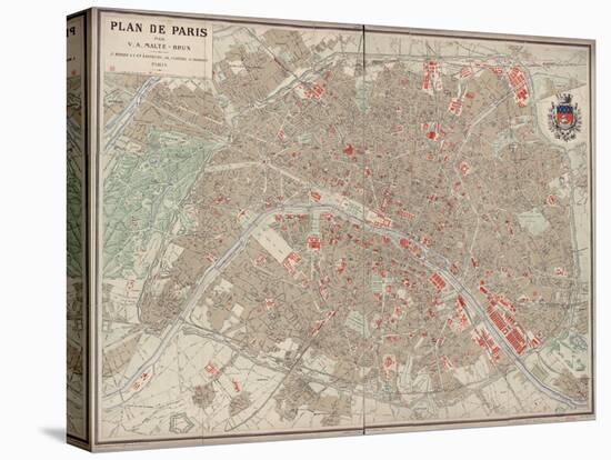 Plan de Paris vers 1883-Victor-Adolphe Malte-Brun-Stretched Canvas