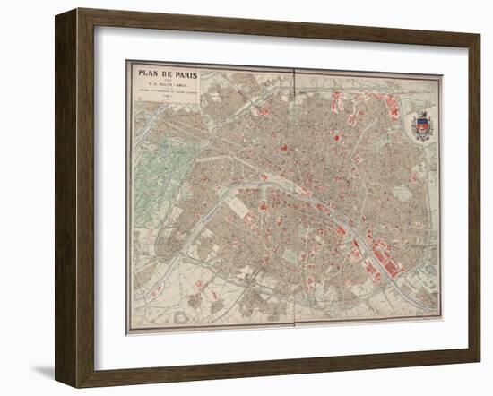 Plan de Paris vers 1883-Victor-Adolphe Malte-Brun-Framed Giclee Print