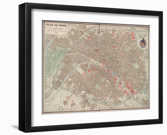 Plan de Paris vers 1883-Victor-Adolphe Malte-Brun-Framed Giclee Print