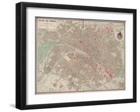 Plan de Paris vers 1883-Victor-Adolphe Malte-Brun-Framed Giclee Print