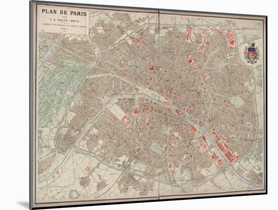 Plan de Paris vers 1883-Victor-Adolphe Malte-Brun-Mounted Giclee Print