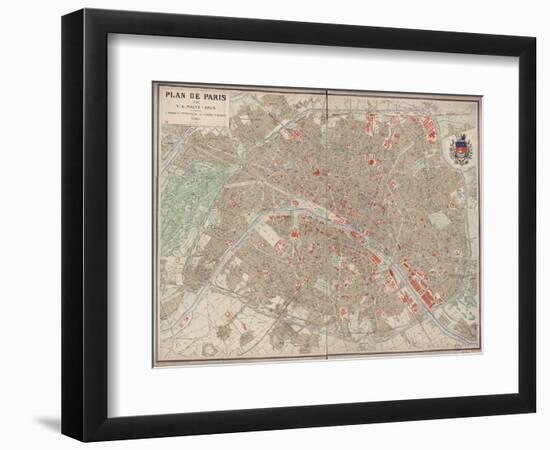 Plan de Paris vers 1883-Victor-Adolphe Malte-Brun-Framed Premium Giclee Print