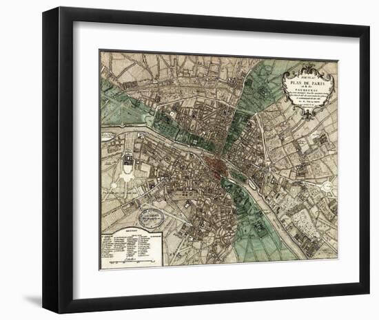 Plan de Paris-Vintage Reproduction-Framed Art Print