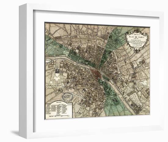 Plan de Paris-Vintage Reproduction-Framed Art Print