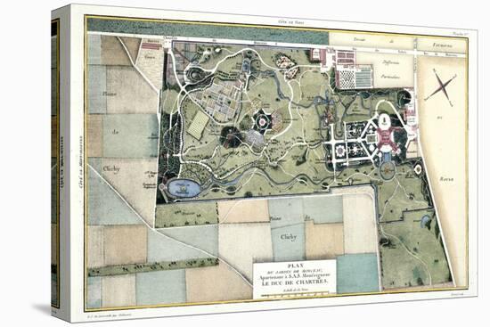 Plan du Jardin de Monceau appartenant à S.A.S Monsieur le Duc de Chartres-Bertaud et Carmontelle-Stretched Canvas