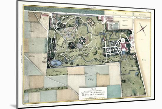 Plan du Jardin de Monceau appartenant à S.A.S Monsieur le Duc de Chartres-Bertaud et Carmontelle-Mounted Giclee Print